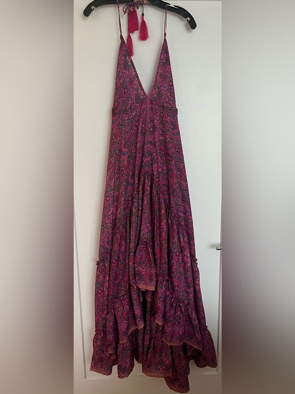Breezy Halter Maxi Dress Fuschia Navy Green Pink Paisley One Size